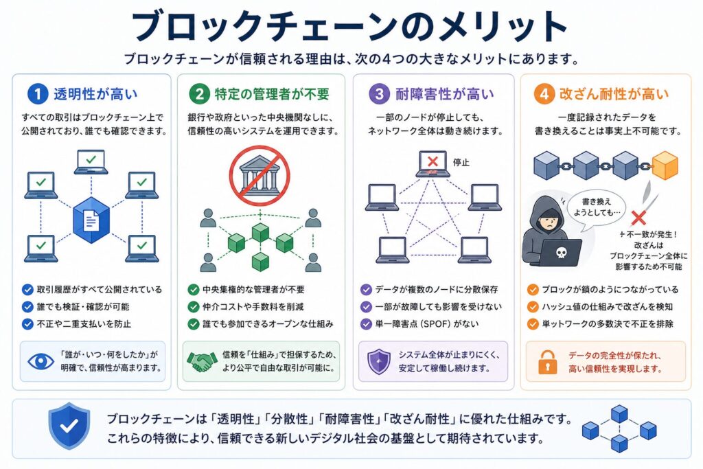 ブロックチェーンのメリット