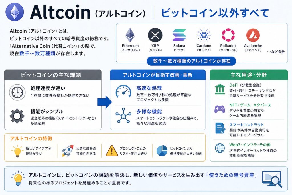Altcoin（アルトコイン）｜ビットコイン以外すべて