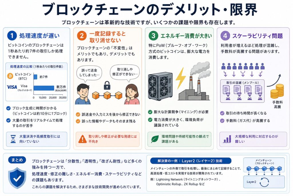 ブロックチェーンのデメリット・限界
