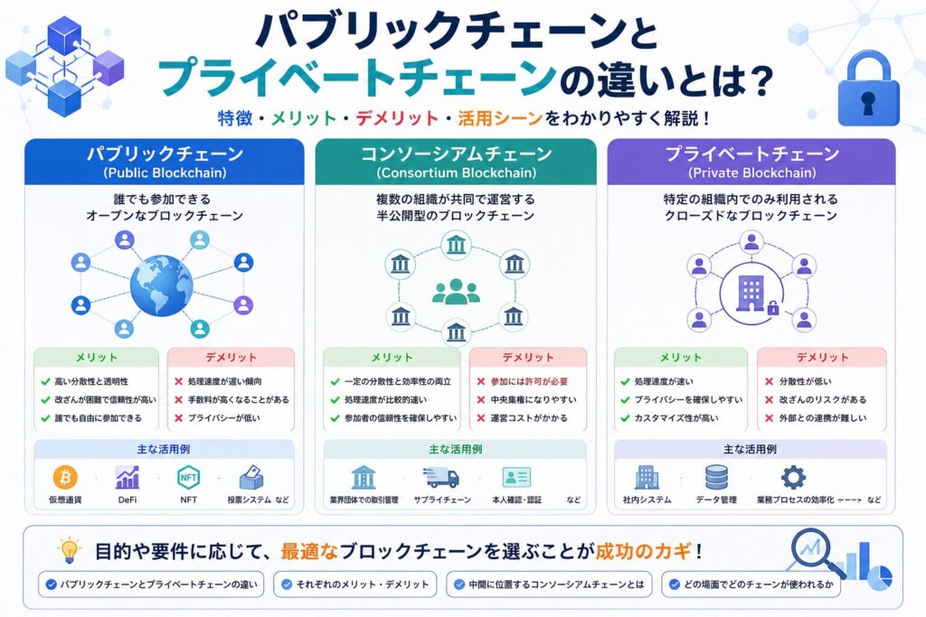 パブリックチェーンとプライベートチェーンの違いとは？