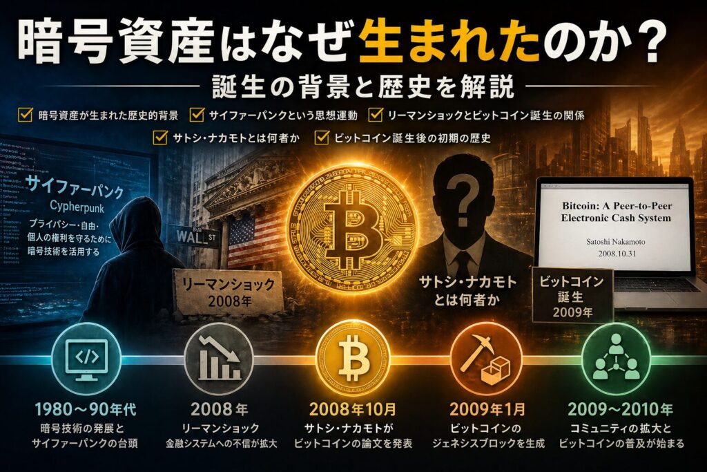 暗号資産はなぜ生まれたのか？誕生の背景と歴史を解説