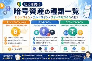 【初心者向け】暗号資産の種類一覧｜ビットコイン・アルトコイン・ステーブルコインの違い