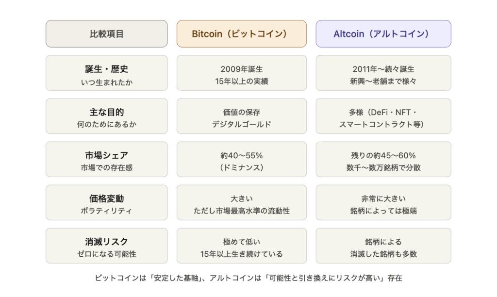 ビットコインとアルトコインの違い
